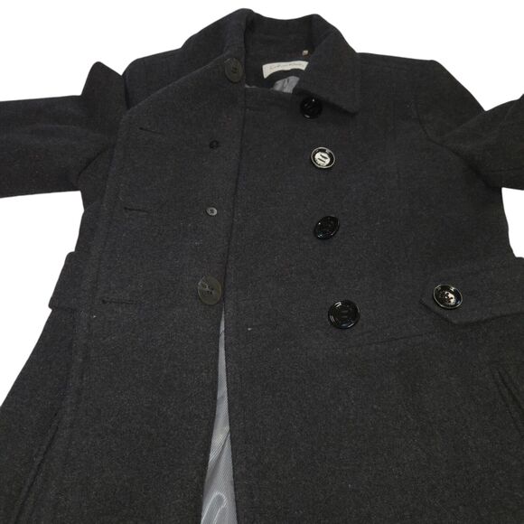 Calvin Klein Womens Size 8 Coat Black Wool Blend Double Breasted Peacoat Trench - Picture 5 of 12